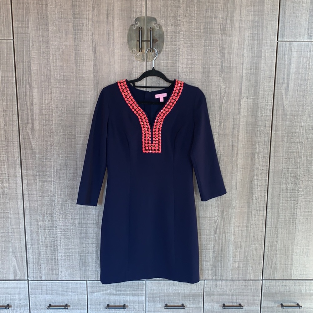 Lilly Pulitzer Bennett Shift‎ Navy Blue Dress